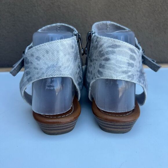Blowfish Malibu Sandals 7.5 Vegan Grey Tie Dye Twill Lotus DyeCut Style - Picture 5 of 11